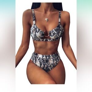 🩷NWT-High Waisted Sexy Snakeskin Print Brazilian 2 Piece bikini SZ M &L🩷